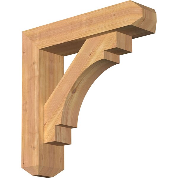 Ekena Millwork Merced Craftsman Smooth Bracket w/ Offset Brace, Western Red Cedar, 5 1/2"W x 22"D x 22"H BKT0604X22X22MRC04SWR - main
